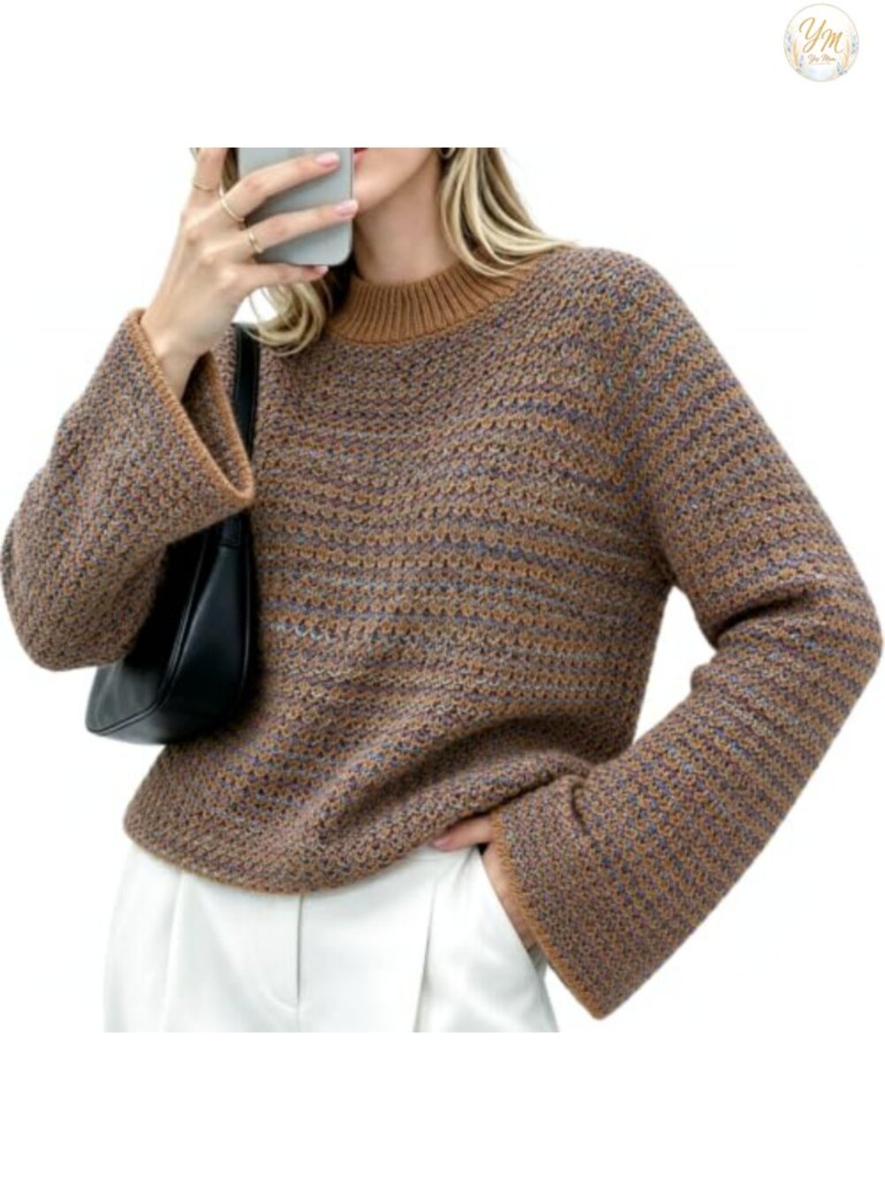 QXE Women's Mock Neck Chunky Knit Sweater Pullover Long Sleeve Fall Winter